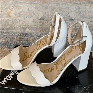 White block heel sandal